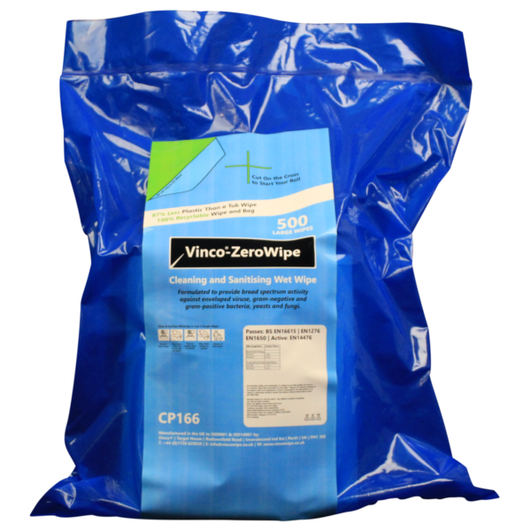 Vinco-ZeroWipe Refill Bags Cleaning & Sanitising Anti-Bac and Anti-Viral Wipe 500 Wipes