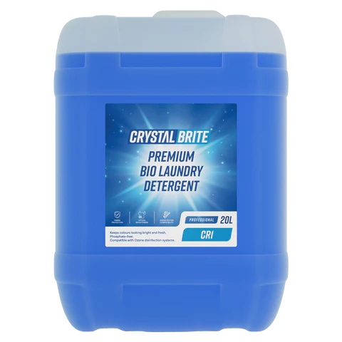 Crystalbrite Premium Bio Laundry Detergent, Highly Concentrated, Phosphate-Free, Biological Formula, Spotless Laundry, Stains, Roller-Ball, Auto-Dosing Equipment, Ozone Systems, Safe, Eco-Friendly, Clean Laundry, Concentrated Detergent, Laundry Solution, Pre-Washing, Pre-Soaking.