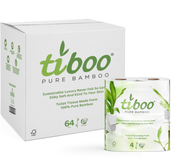 Tiboo® 3Ply Bamboo Toilet Tissue 64 Rolls