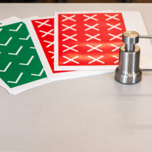 51mm “Do Not Sit Here” Red X Square Stickers – House of Commons Style