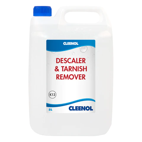 Descaler & Tarnish Remover 5 Litre is a powerful cleaning solution designed for the rapid penetration and removal of scale deposits, metal tarnish, hard water scale, and rust from ferrous metals, while also brightening aluminium and chrome surfaces.