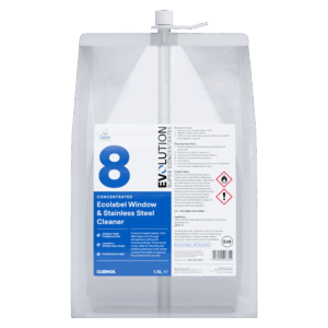 An efficient solvent based cleaner, that easily cuts through dirt and grime on glass windows and surfaces for a sparkling finish. Suitable for use on stainless steel surfaces to clean and polish, where a streak-free finish is required. Made using a phosphate-free formulation, that has been certified under the EU Ecolabel. Made using a phosphate-free formulation, that has been certified under the EU Ecolabel.