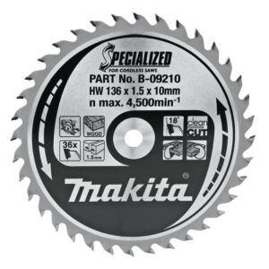 Circular saw blade, Specialized T.C.T, 136 x 10 mm, 36 T