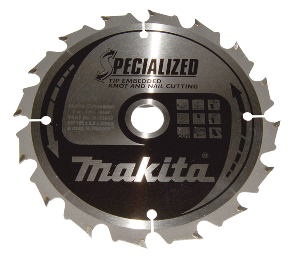 Circular Saw Blade, Specialized T.C.T, 165 x 20 mm, 16 T