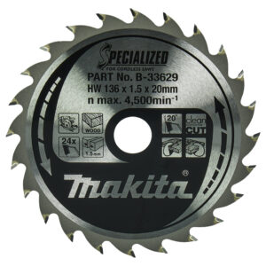 Circular Saw Blade, Specialized T.C.T, 136 x 20 mm, 24 T