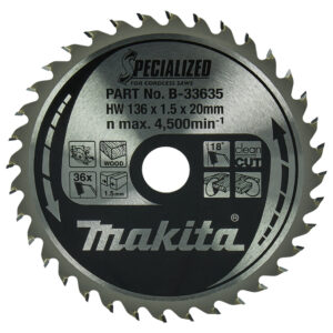 Circular Saw Blade, Specialized T.C.T, 136 x 20mm, 36T