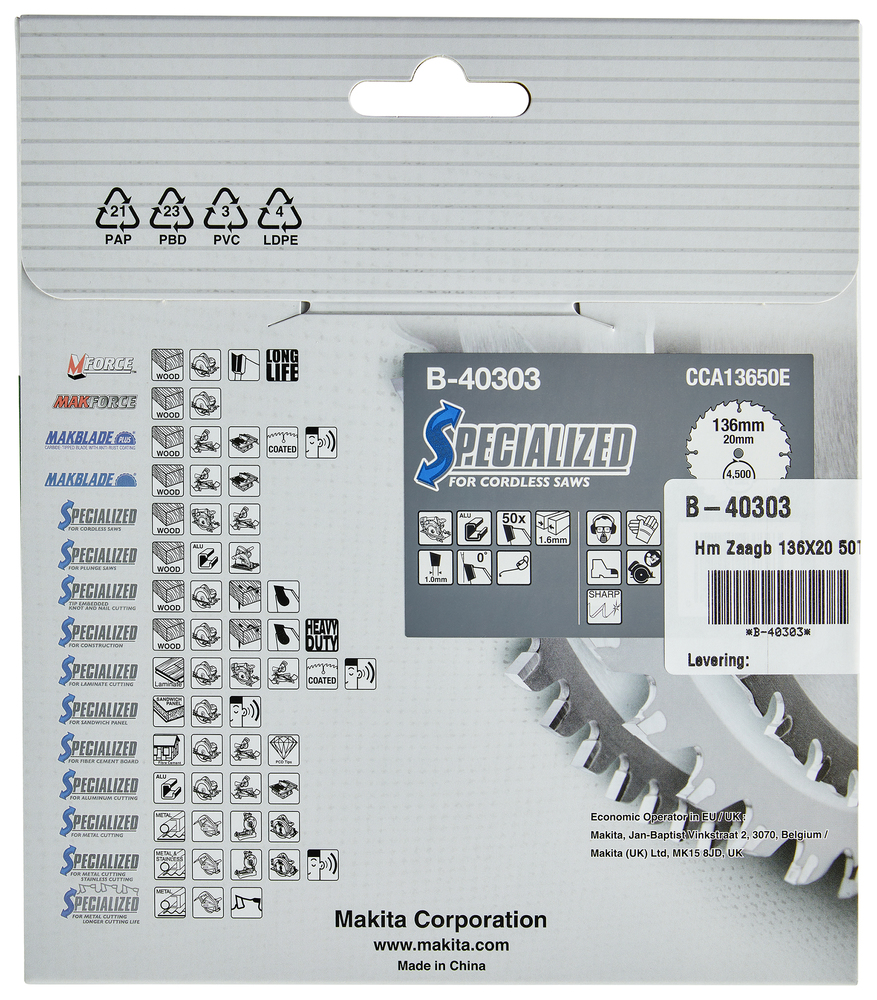 Circular Saw Blade, Specialized, TCT, 136x20mm, 50T - Image 4