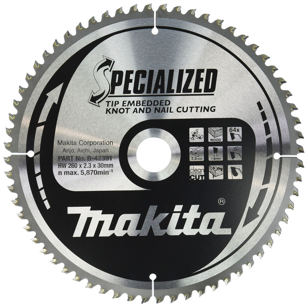 Circular Saw Blade, Specialized T.C.T, 260 x 30 mm, 64 T