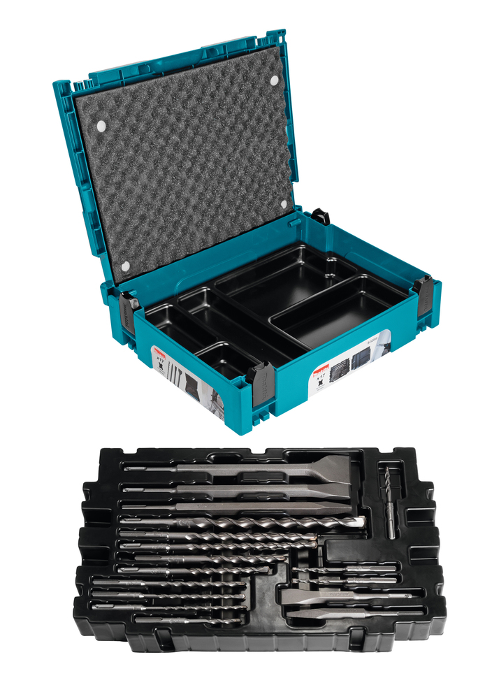 Drill bit and chisel set, SDS-PLUS, 17 pcs, in Makpac case