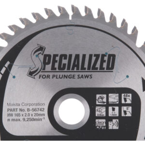 Circular saw blade, Specialized T.C.T, 165 x 20 mm, 48 T