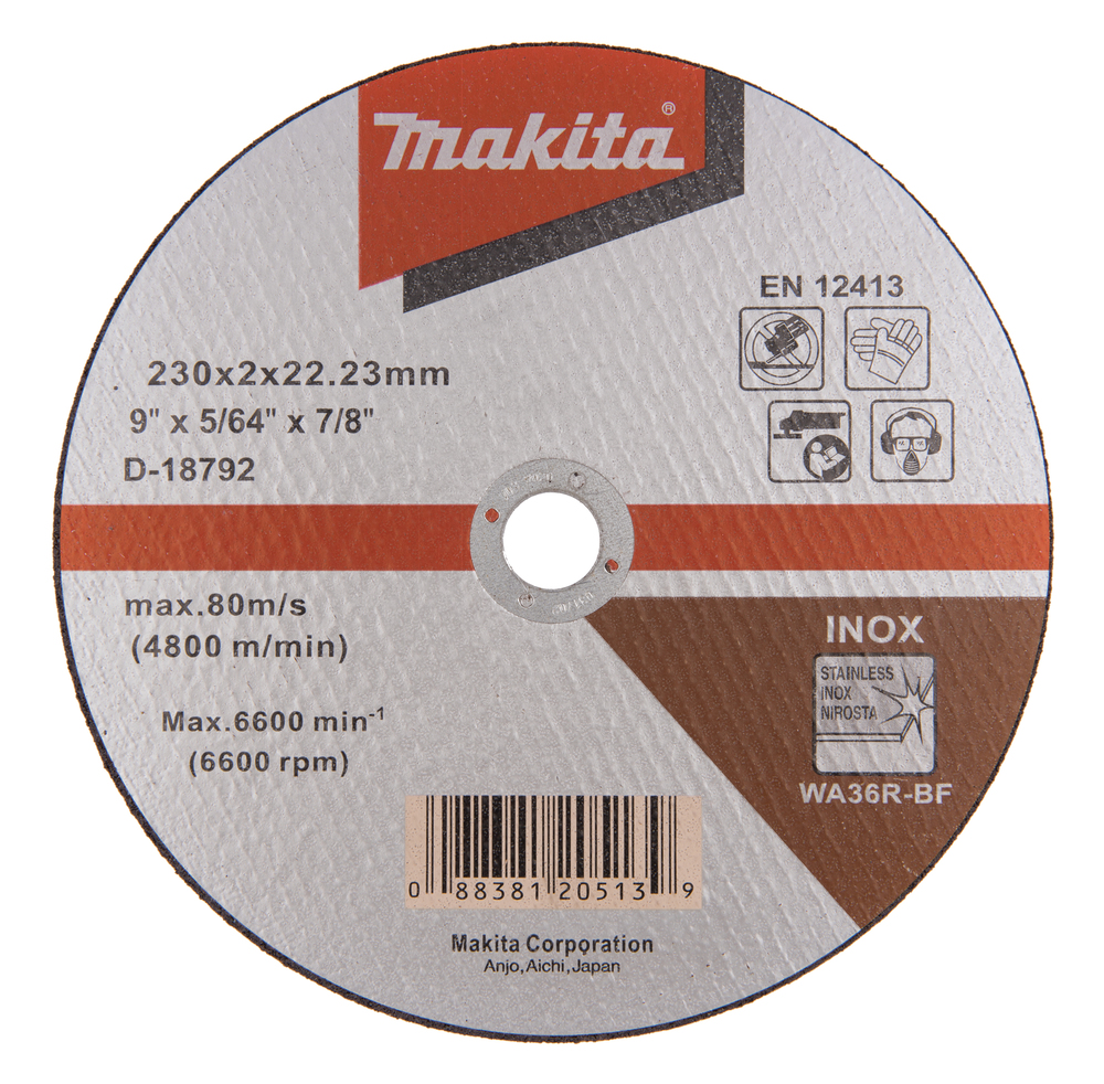 Cut off wheel, 230 x 2 x 22,23 mm, WA36