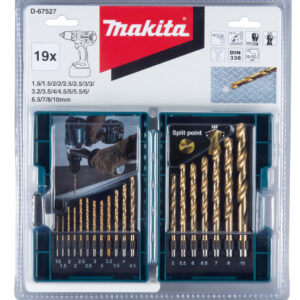 Metal Drill Bit Set, HSS-TiN, 19 pcs