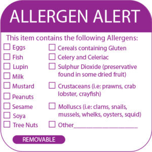 Allergen Alert Label 50x50mm