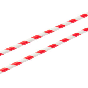 8" Paper Straw Red/White 6mm Bore