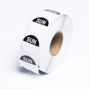 Round Day Dot Labels Sunday - Black