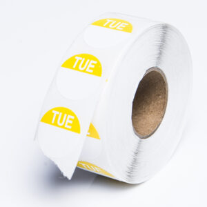 Round Day Dot Labels Tuesday - Yellow