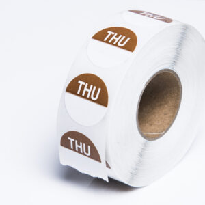 Round Day Dot Labels Thursday - Brown