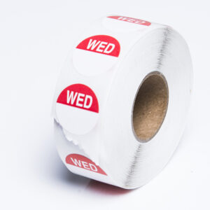 Round Day Dot Labels Wednesday - Red