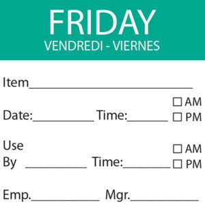 50mm Square Dissolvable Day Label  Friday - Green