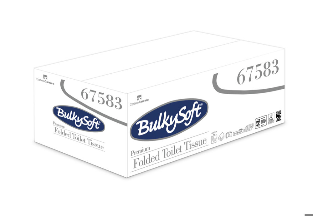 Bulkysoft 67583 Premium Bulk Pack Toilet Tissue 190x110mm 2ply White