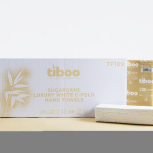 Tiboo C-Fold Hand Towel 310x230mm 2ply White Made from Sugarcane