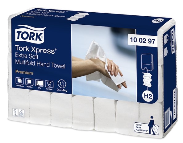 Tork Xpress 100297 Extra Soft H2 Multifold Hand Towel 212x340mm 2ply White