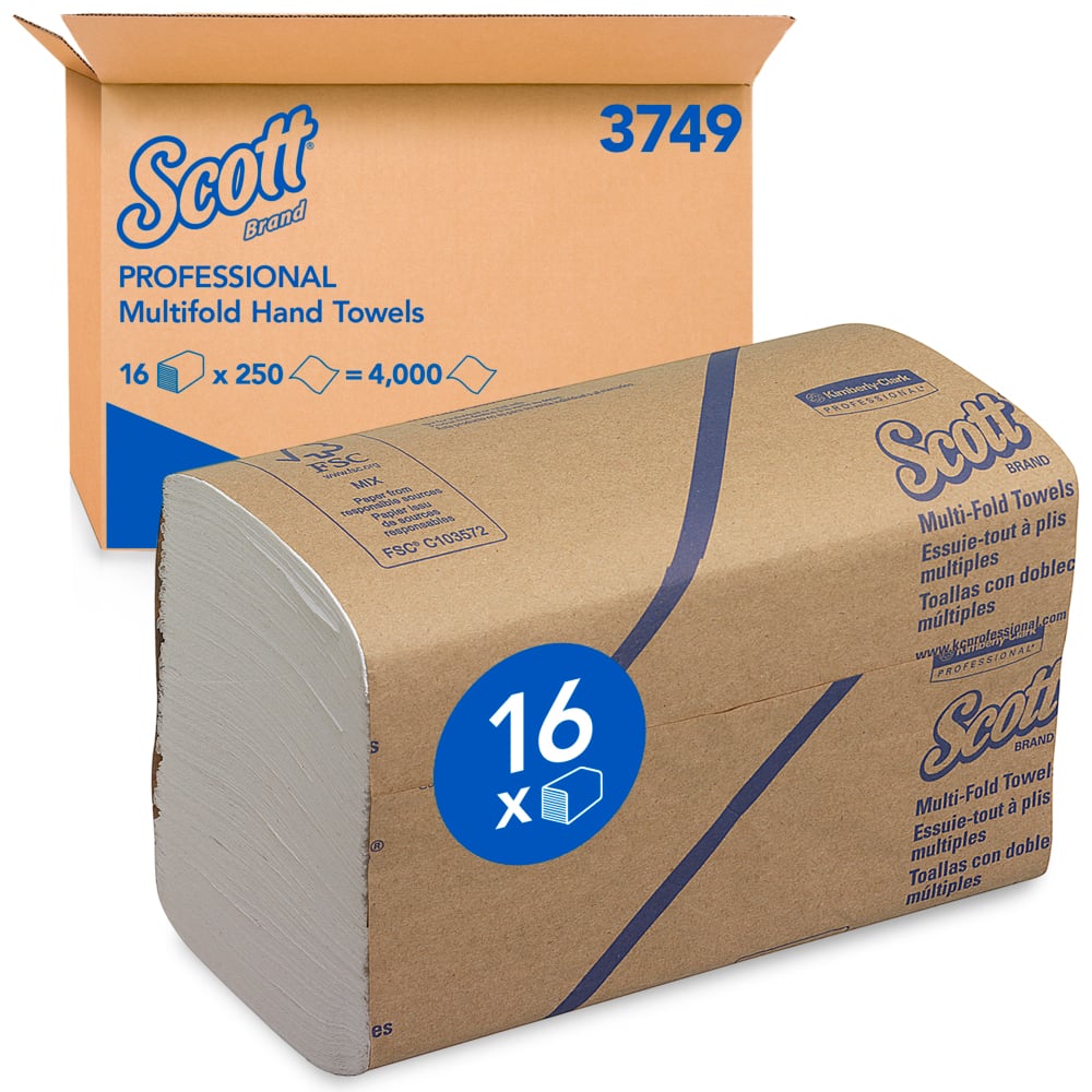 Scott 3749 Multifold Paper Hand Towel 238x206mm 1ply White