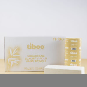 Tiboo V-Fold Hand Towel 230x210mm 2ply White Made from Sugarcane