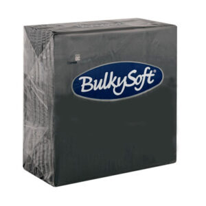 Bulkysoft 32400 4-Fold 33cm x 33cm Napkin 2ply Black