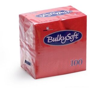 Bulkysoft 32190 4-Fold 33cm x 33cm Napkin 2ply Red