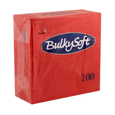 Bulkysoft 32079 4-Fold 40cm x 40cm Napkin 2ply Red