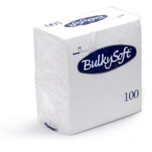 Bulkysoft 32980 4-Fold 33cm x 33cm Napkin 2ply White