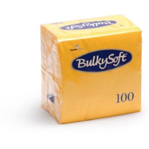 Bulkysoft 32410 4-Fold 33cm x 33cm Napkin 2ply Yellow