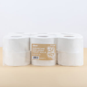 Tiboo Mini Jumbo Toilet Roll 60mm x 150m 2ply White Made from Sugarcane