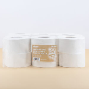 Tiboo Mini Centrefeed Toilet Roll 110m 2ply White Made from Sugarcane