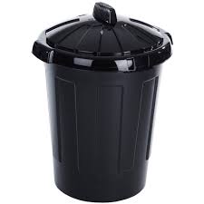 80L Black Dustbin with Lid