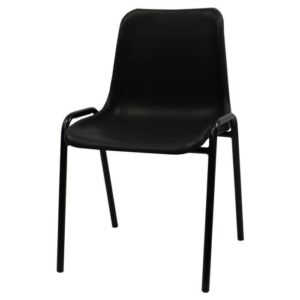 Plastic Stacking Canteen Chair Black