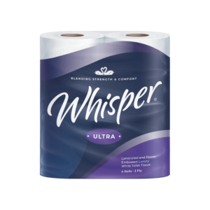 Whisper Ultra 3 Ply Luxury Toilet Rolls (Case Of 40)